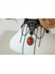 Retro Wedding Gothic Punk Fashion Exaggerated Black Lace Ruby Choker