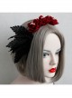 Gothic Retro Red Rose Black Lace Fashion Prom Party Sexy Headband