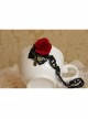 Gothic Retro Red Rose Fashion Black Lace Female Choker