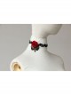 Gothic Retro Red Rose Fashion Black Lace Female Choker
