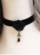 Gothic Punk Black Rose Velvet Pearl Choker