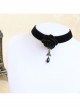 Gothic Punk Black Rose Velvet Pearl Choker