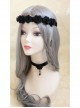 Gothic Punk Black Rose Velvet Pearl Choker