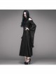 Black Elastic 3D Palace Pattern Burnt Flower Fabric Strapless Big Cuff Rabbit Fur Lace Hat Long Gothic Dress