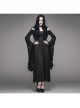 Black Elastic 3D Palace Pattern Burnt Flower Fabric Strapless Big Cuff Rabbit Fur Lace Hat Long Gothic Dress