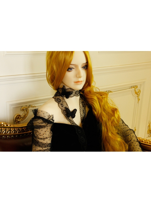 Gothic Black Net Yarn Lace Butterfly Female Bandage Sweater Chain Necklace