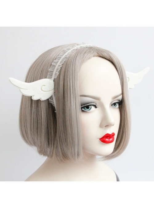 Lolita Fashion Cute Angel Wings White Lace Female Hair Band