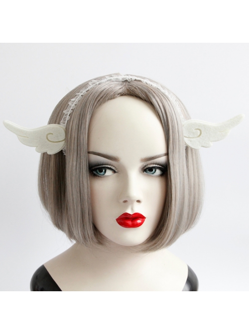 Lolita Fashion Cute Angel Wings White Lace Female Hair Band