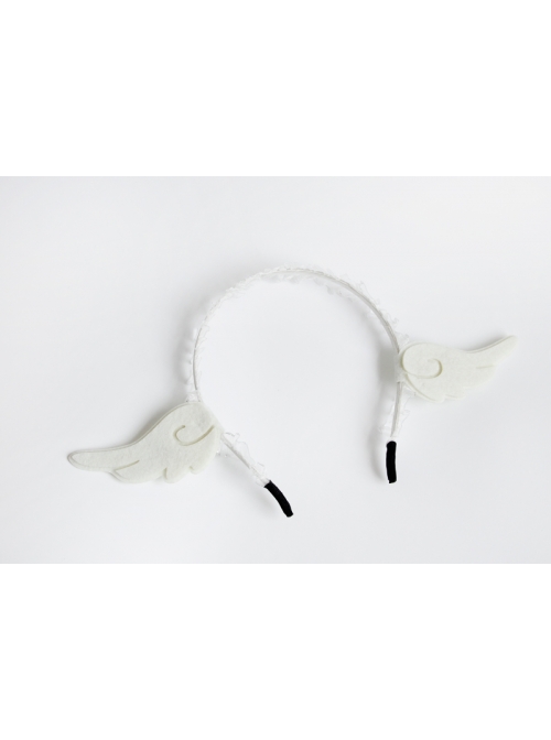 Lolita Fashion Cute Angel Wings White Lace Female Hair Band