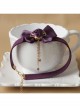 Retro Lace Fashion All-Match Purple Bow Chain Satin Choker