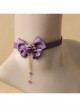 Retro Lace Fashion All-Match Purple Bow Chain Satin Choker