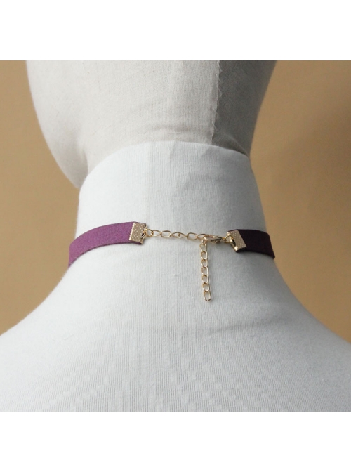 Retro Lace Fashion All-Match Purple Bow Chain Satin Choker