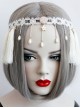 Christmas Wreath Tassels Retro Holiday Elastic White Tassels Pearls Headband
