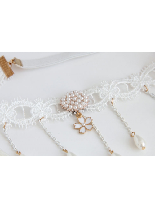 Christmas Wreath Tassels Retro Holiday Elastic White Tassels Pearls Headband