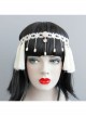 Christmas Wreath Tassels Retro Holiday Elastic White Tassels Pearls Headband