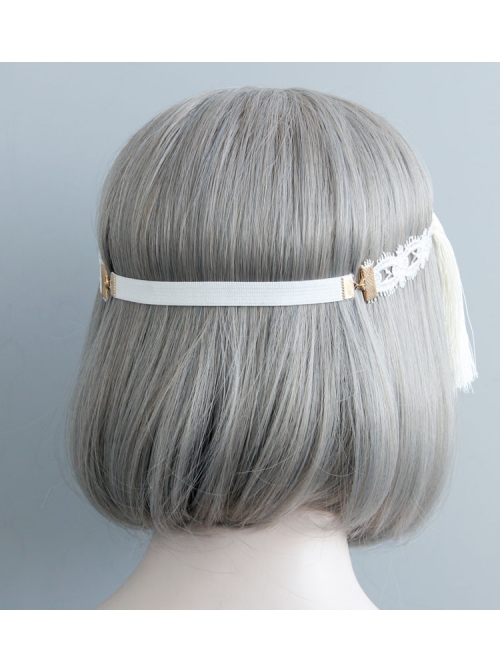 Christmas Wreath Tassels Retro Holiday Elastic White Tassels Pearls Headband