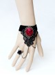 Gothic Palace Style Fashion Retro Black Lace Bracelet With Ring Set