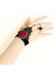 Gothic Palace Style Fashion Retro Black Lace Bracelet With Ring Set