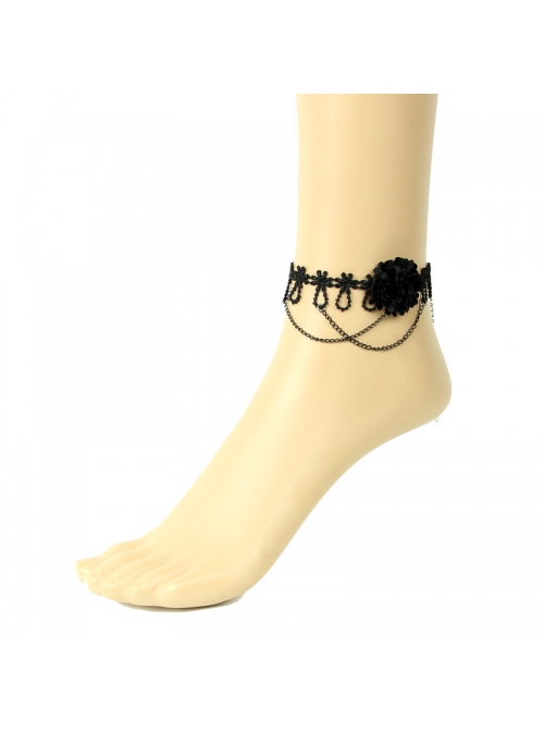 Black Lace Gothic Fashion Retro Female Lobster Clasp Anklet
