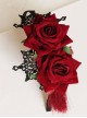 Gothic Retro Halloween Christmas Retro Red Rose Lace Tassel Headband