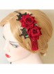 Gothic Retro Halloween Christmas Retro Red Rose Lace Tassel Headband
