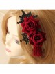 Gothic Retro Halloween Christmas Retro Red Rose Lace Tassel Headband