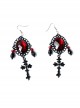 Black Vampire Style Gothic Ruby Cross Prom Halloween Grim Reaper Earrings