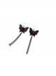 Gothic Retro Fashion Black Handmade Tassel Butterfly Ruby Earrings
