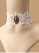 Vintage Fashion Lolita Ruby White Lace Diamond Lady Choker