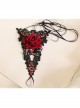 Retro Fashion Gothic Rose Flower Black Lace Ruby Lace Anklet