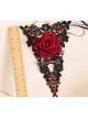 Retro Fashion Gothic Rose Flower Black Lace Ruby Lace Anklet