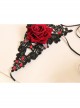 Retro Fashion Gothic Rose Flower Black Lace Ruby Lace Anklet