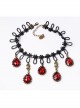 Gothic Fashion Exaggerated Female Black Lace Alloy Ruby Bride Handmade Choker