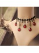 Gothic Fashion Exaggerated Female Black Lace Alloy Ruby Bride Handmade Choker
