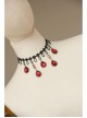 Gothic Fashion Exaggerated Female Black Lace Alloy Ruby Bride Handmade Choker