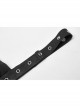 Metal Eyelets Shoulder Strap Irregular Hem Black Punk Long Chiffon Slip Dress