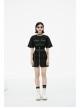 High Waist Front Zipper Metal Eyelets Belt Side Pocket Black Punk Denim Skirt