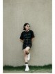 High Waist Front Zipper Metal Eyelets Belt Side Pocket Black Punk Denim Skirt