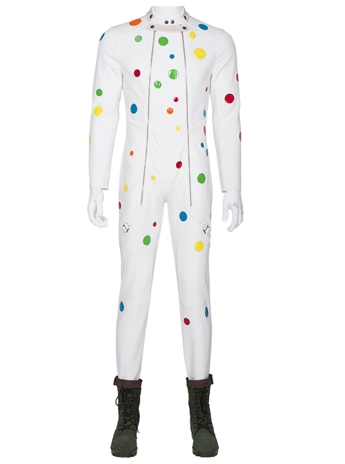 Suicide Squad Polka Dot Man Halloween Cosplay Costume Polka Dot White Bodysuit