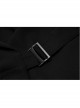 Lapel Metal Buckle Belt Collect Waist A-Shape Hem Black Punk Dress
