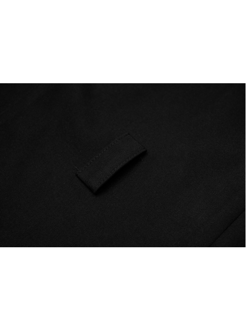 Lapel Metal Buckle Belt Collect Waist A-Shape Hem Black Punk Dress