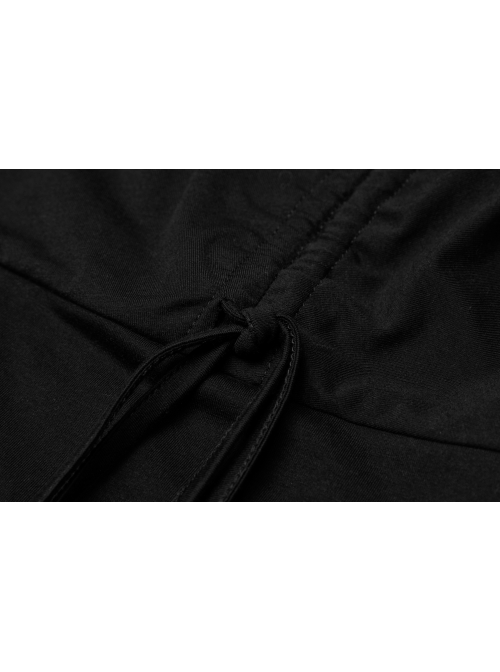 Front Heart-Shape Hollow-Out Lace-Up Short Sleeve Irregular Hem Black Punk Dress