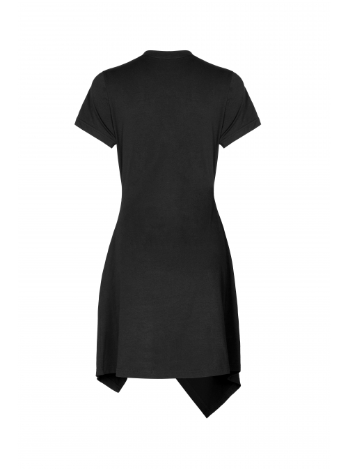 Front Heart-Shape Hollow-Out Lace-Up Short Sleeve Irregular Hem Black Punk Dress