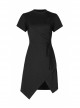 Front Heart-Shape Hollow-Out Lace-Up Short Sleeve Irregular Hem Black Punk Dress