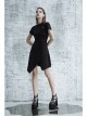 Front Heart-Shape Hollow-Out Lace-Up Short Sleeve Irregular Hem Black Punk Dress
