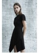 Front Heart-Shape Hollow-Out Lace-Up Short Sleeve Irregular Hem Black Punk Dress