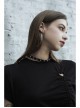Front Heart-Shape Hollow-Out Lace-Up Short Sleeve Irregular Hem Black Punk Dress