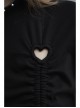 Front Heart-Shape Hollow-Out Lace-Up Short Sleeve Irregular Hem Black Punk Dress