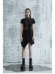 Front Heart-Shape Hollow-Out Lace-Up Short Sleeve Irregular Hem Black Punk Dress