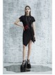 Front Heart-Shape Hollow-Out Lace-Up Short Sleeve Irregular Hem Black Punk Dress